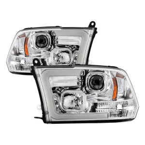 Spyder 09-16 Dodge Ram 1500 Ver 2 Proj Headlight - Light Bar Turn Signal - Chro - PRO-YD-DR09V2-SB-C